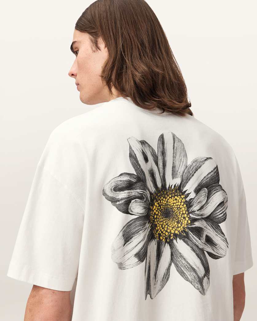 AllSaints Petals Oversized Short Sleeve Graphic T Shirt Washed Black