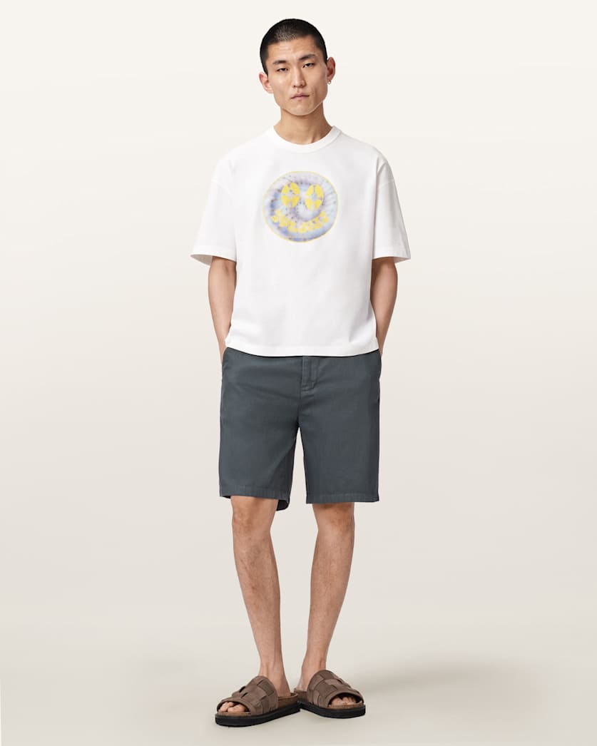 AllSaints Corbett Relaxed Fit Linen Blend Shorts Canis Grey