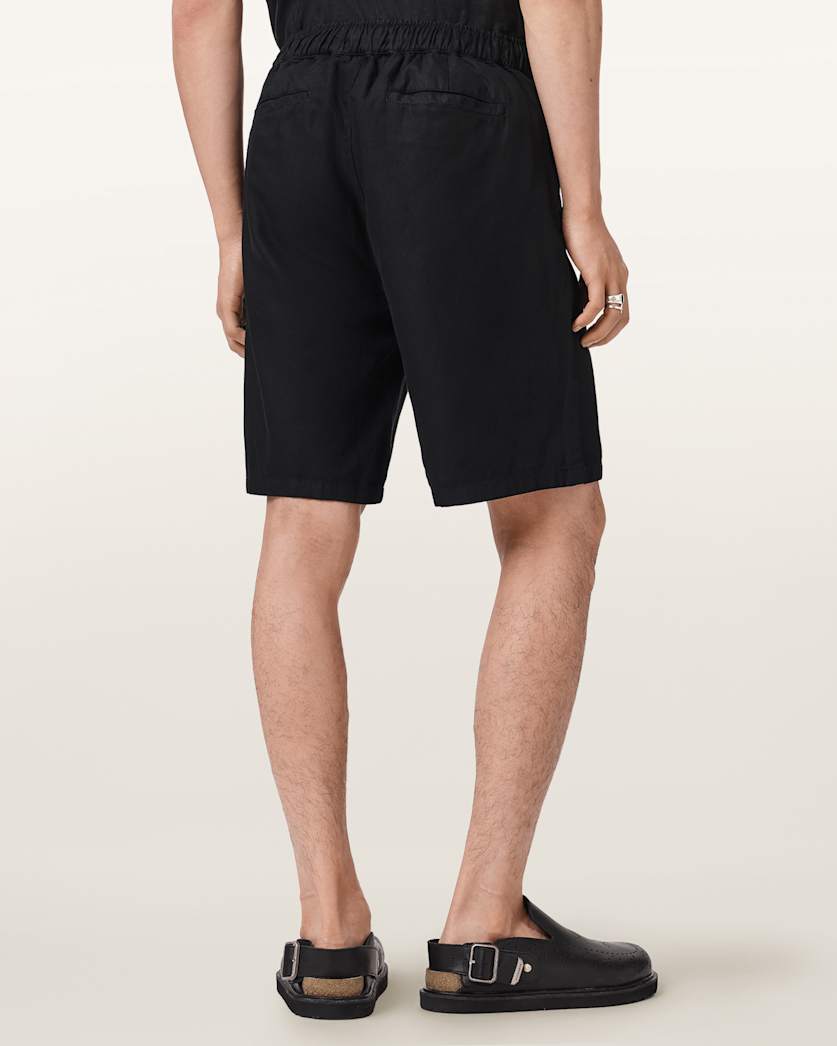 AllSaints Corbett Relaxed Fit Linen Blend Shorts Canis Grey