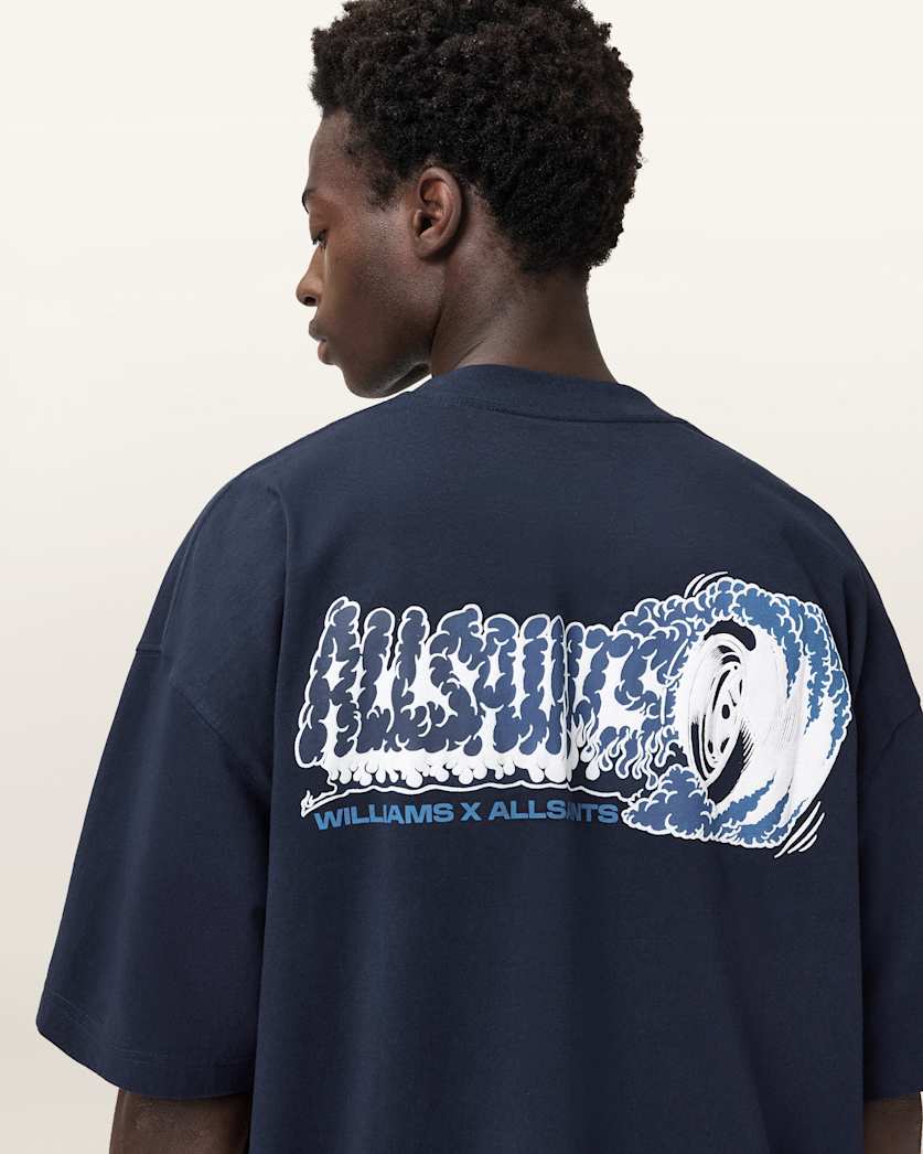 AllSaints Williams X Allsaints Burnout Crew Neck T Shirt Williams Blue