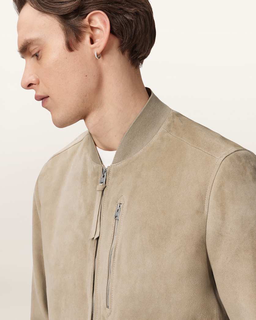AllSaints Kemble Suede Bomber Jacket Black