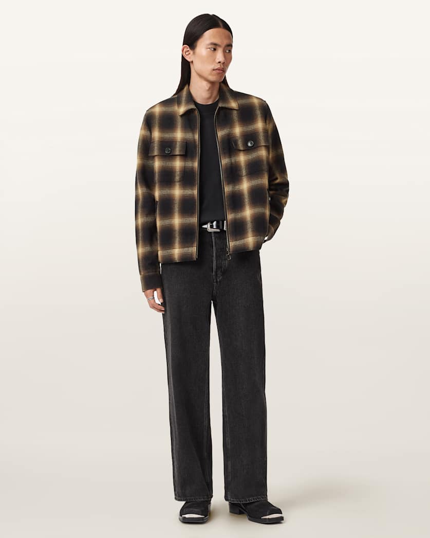 AllSaints Mathers Check Jacket Trail Brown
