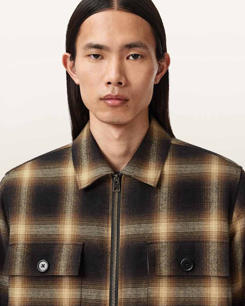 AllSaints Mathers Check Jacket Trail Brown