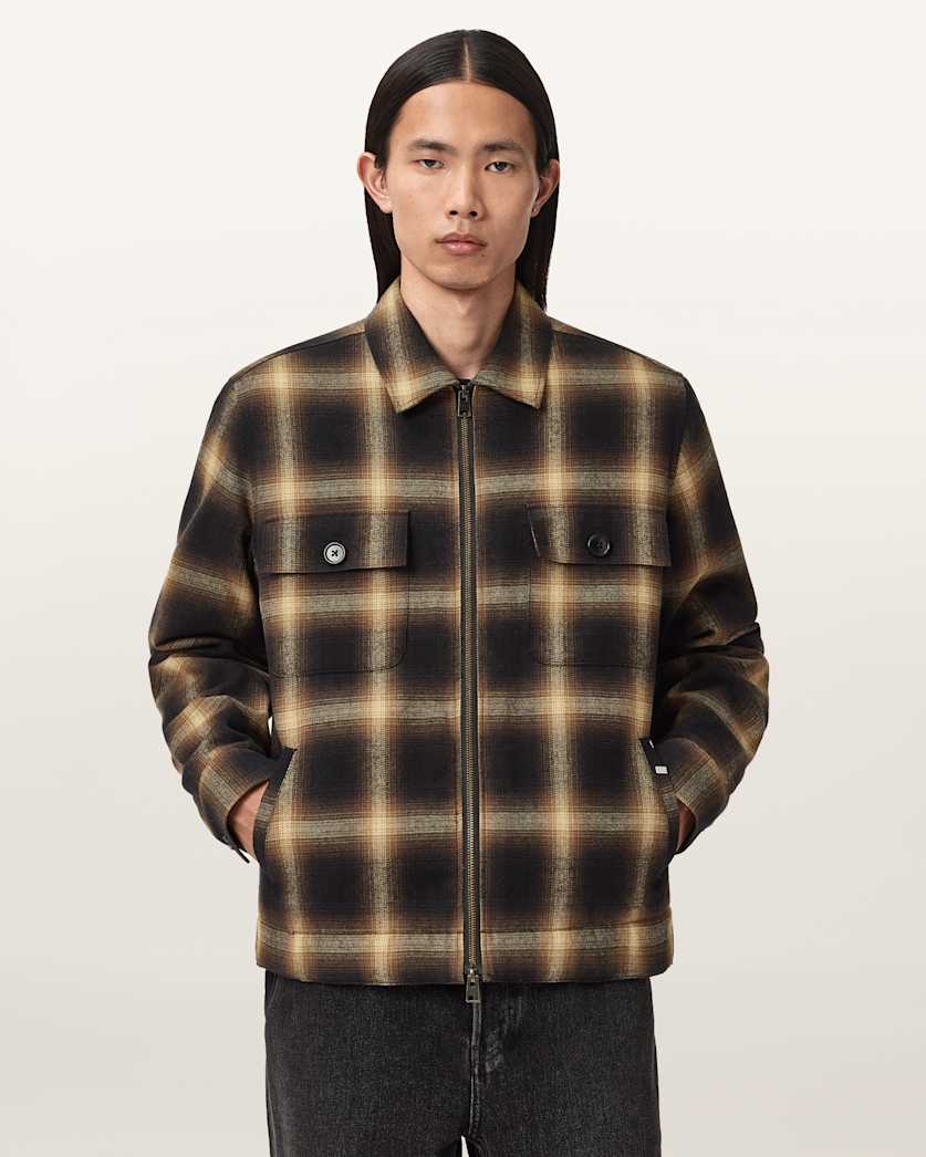 AllSaints Mathers Check Jacket Trail Brown