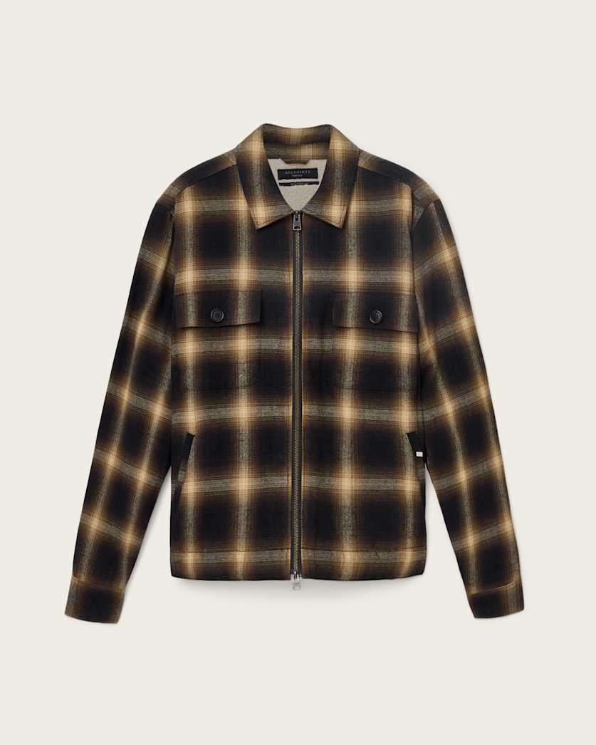 AllSaints Mathers Check Jacket Trail Brown