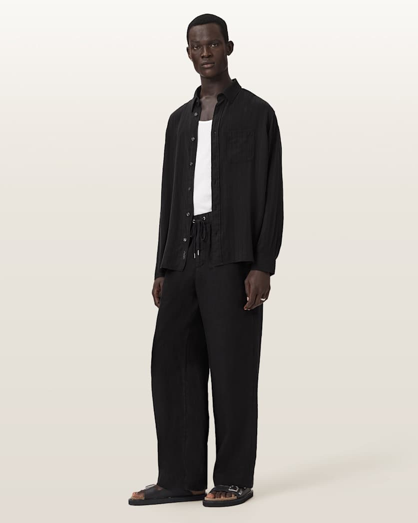 AllSaints Carlyle Long Sleeve Oversized Shirt Borg Brown