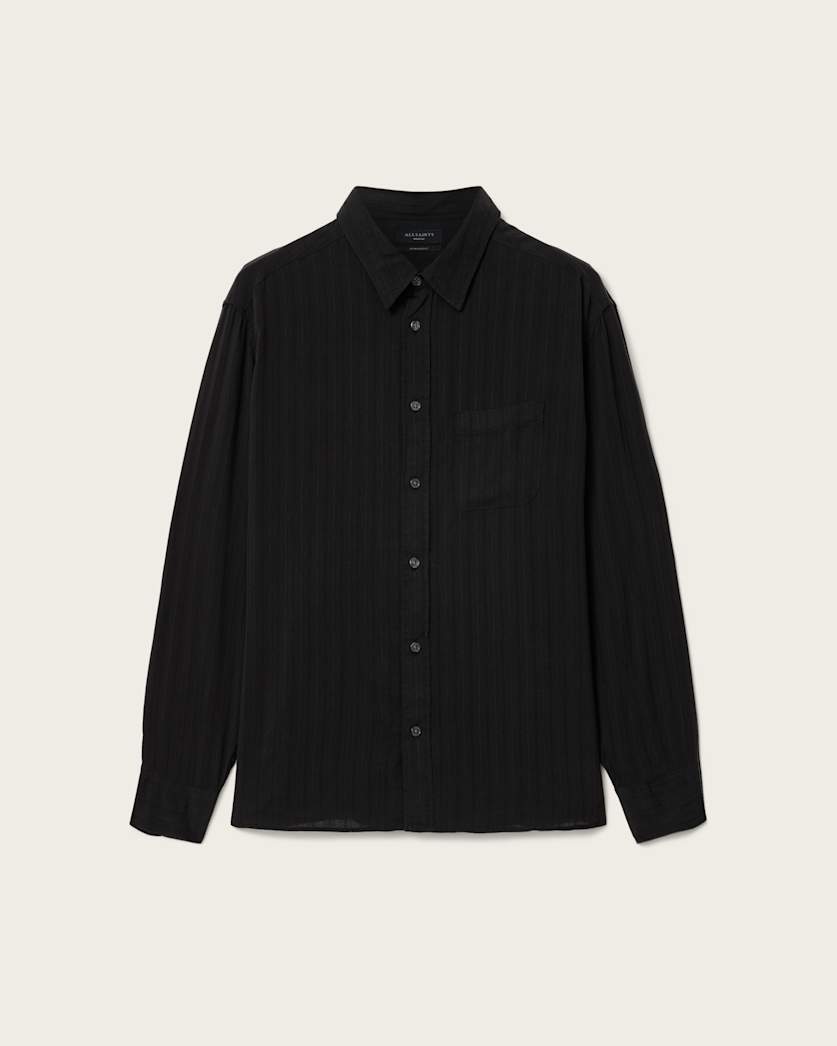 AllSaints Carlyle Long Sleeve Oversized Shirt Borg Brown