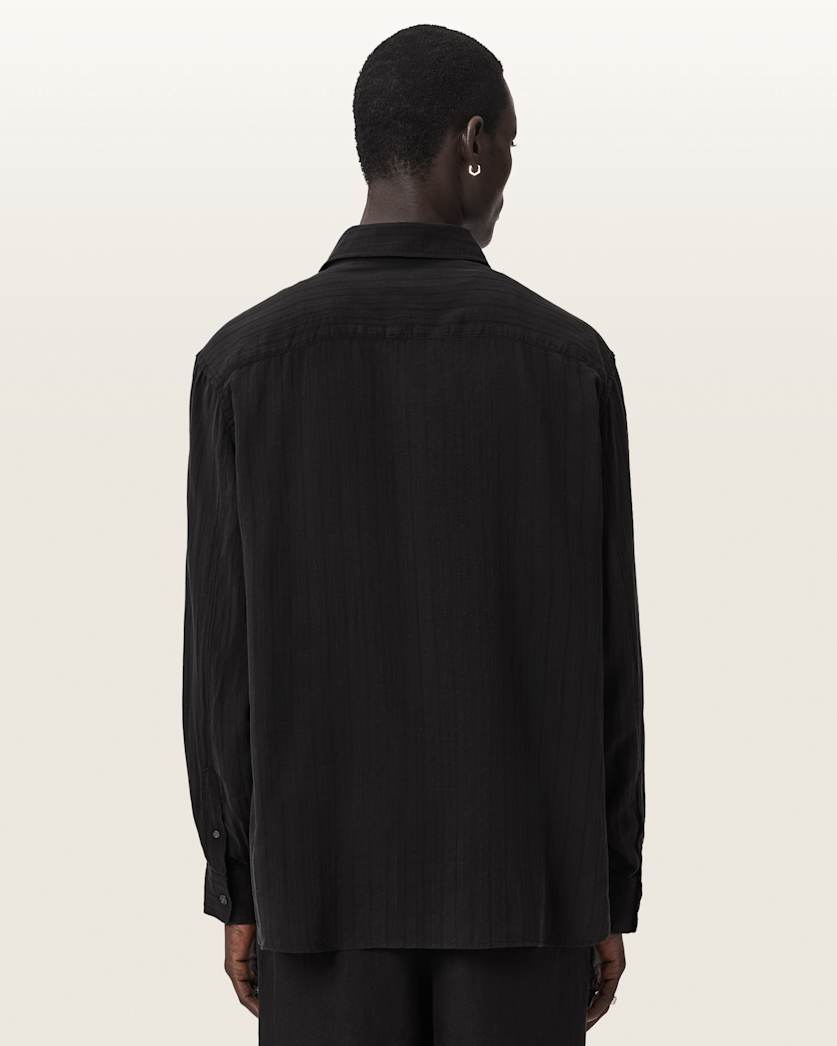 AllSaints Carlyle Long Sleeve Oversized Shirt Borg Brown