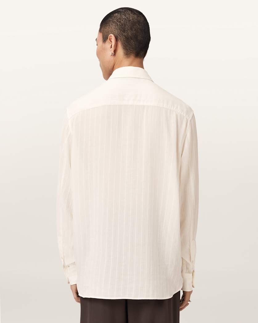 AllSaints Carlyle Oversized Long Sleeve Shirt Ivory White