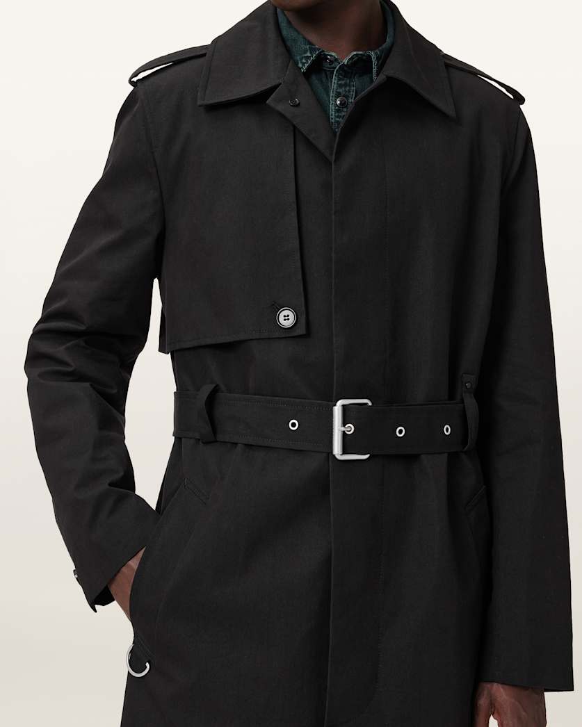 AllSaints Bastille Trench Coat Black