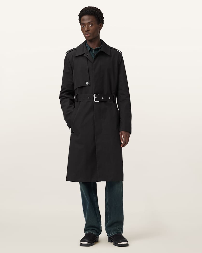 AllSaints Bastille Trench Coat Black