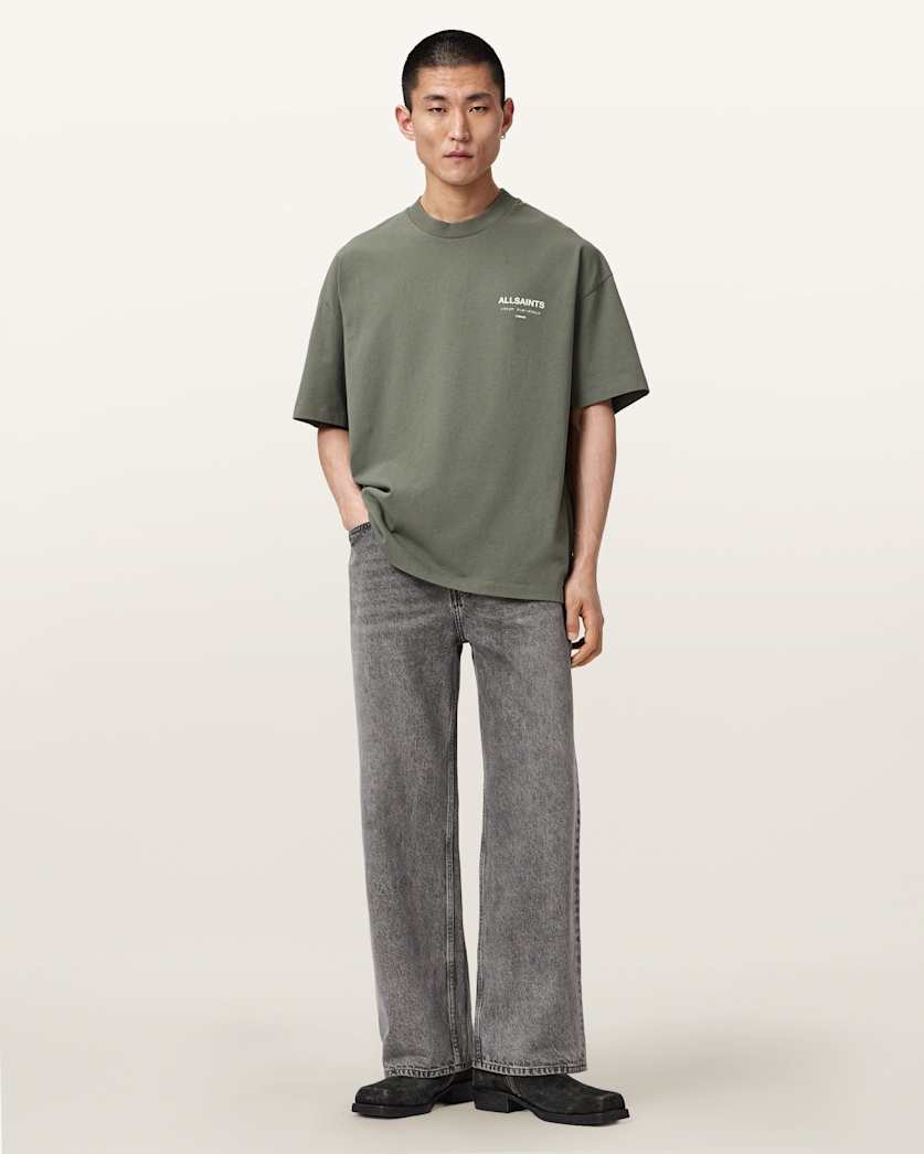 AllSaints Underground Oversized Crew Neck T Shirt Sunbaked Pink