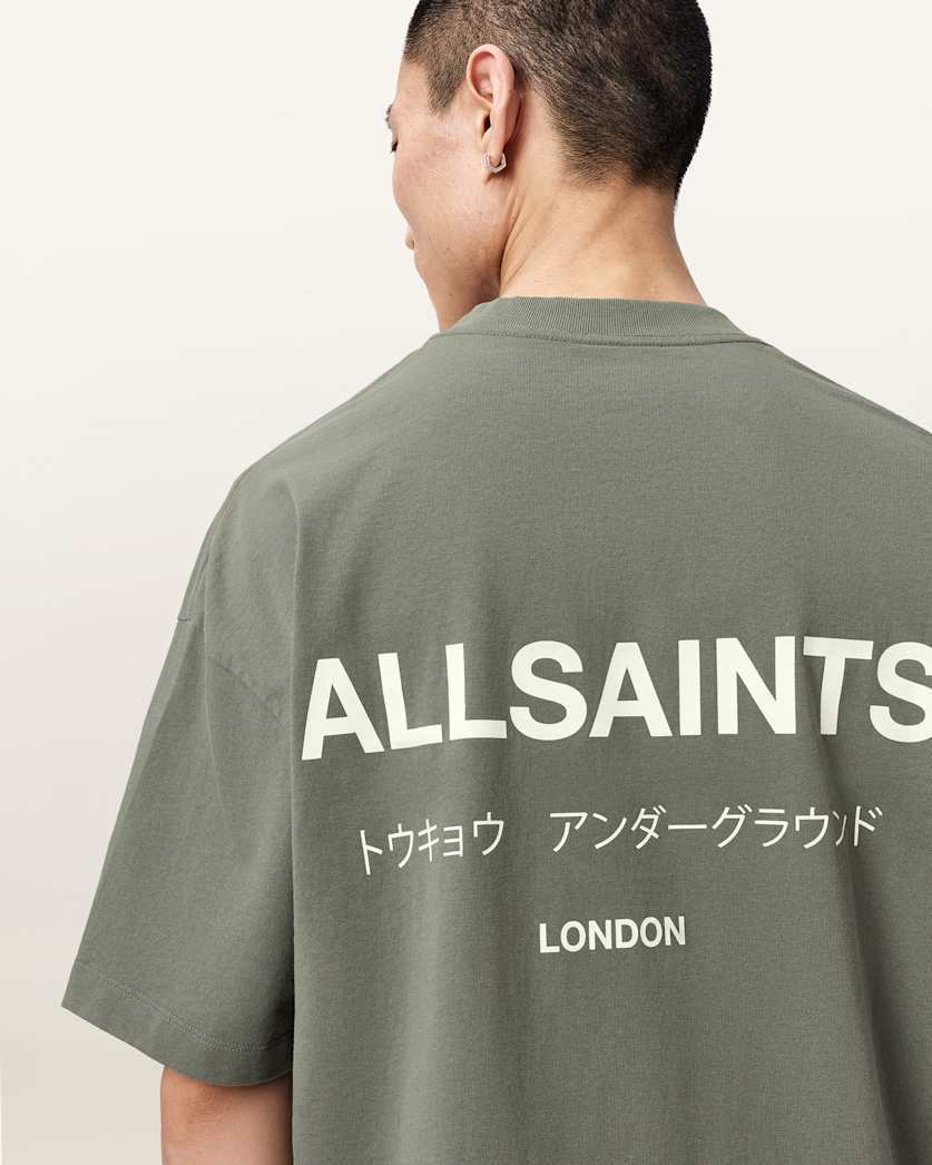AllSaints Underground Oversized Crew Neck T Shirt Sunbaked Pink
