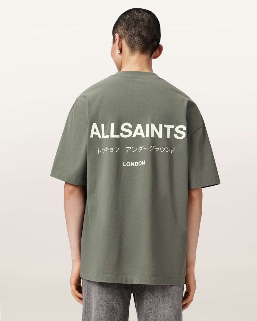 AllSaints Underground Oversized Crew Neck T Shirt Sunbaked Pink