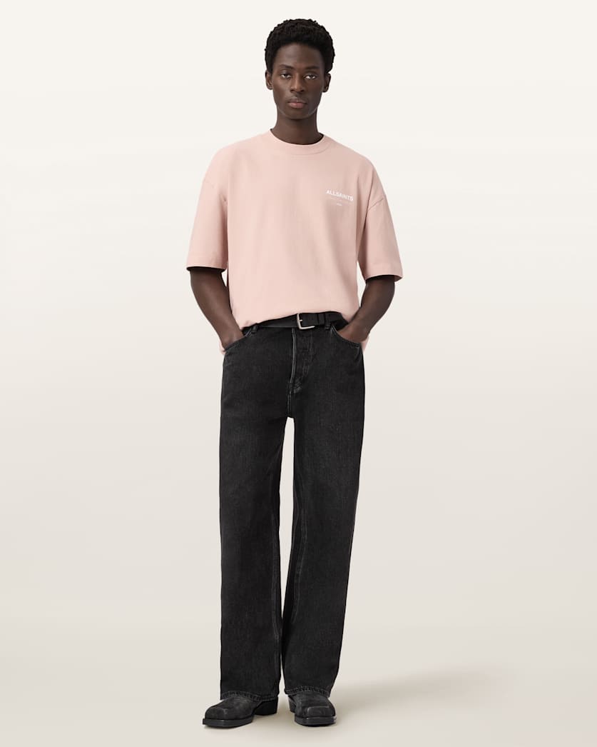 AllSaints Underground Oversized Crew Neck T Shirt Sunbaked Pink