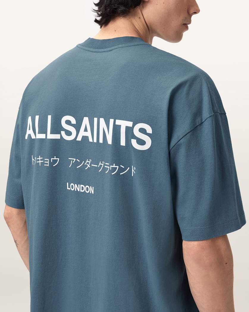 AllSaints Underground Oversized Crew Neck T Shirt Sunbaked Pink