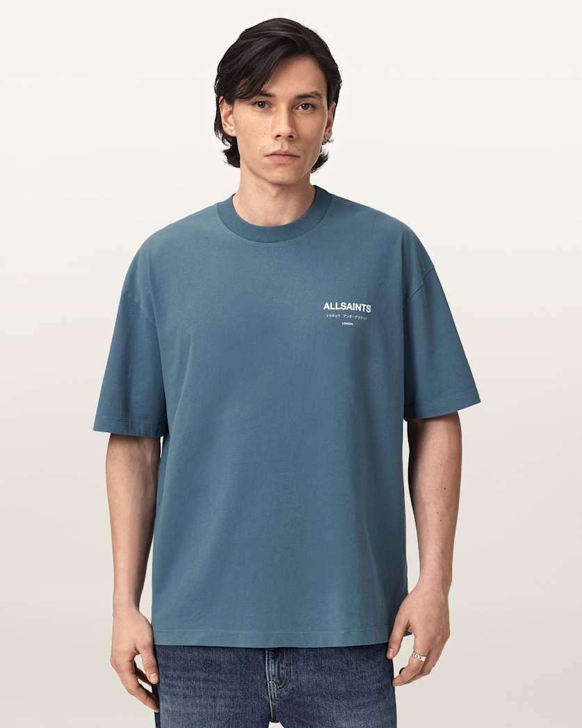AllSaints Underground Oversized Crew Neck T Shirt Sunbaked Pink