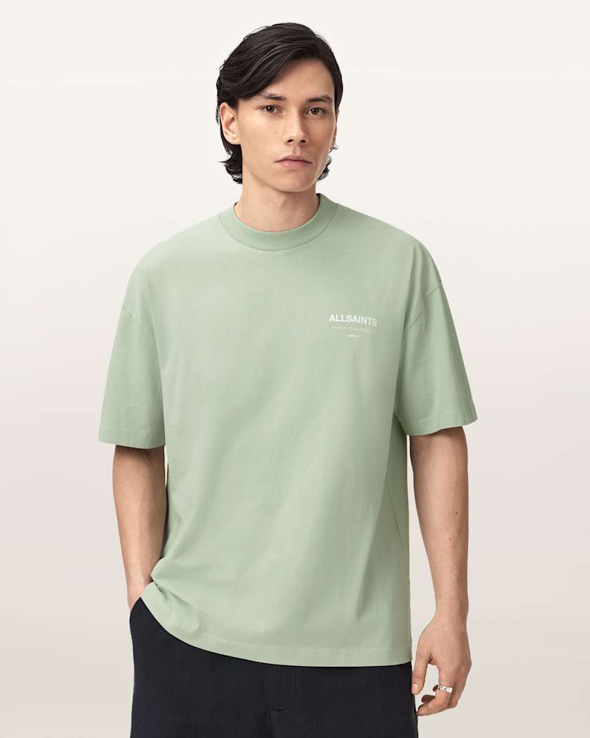 AllSaints Underground Oversized Crew Neck T Shirt Sunbaked Pink
