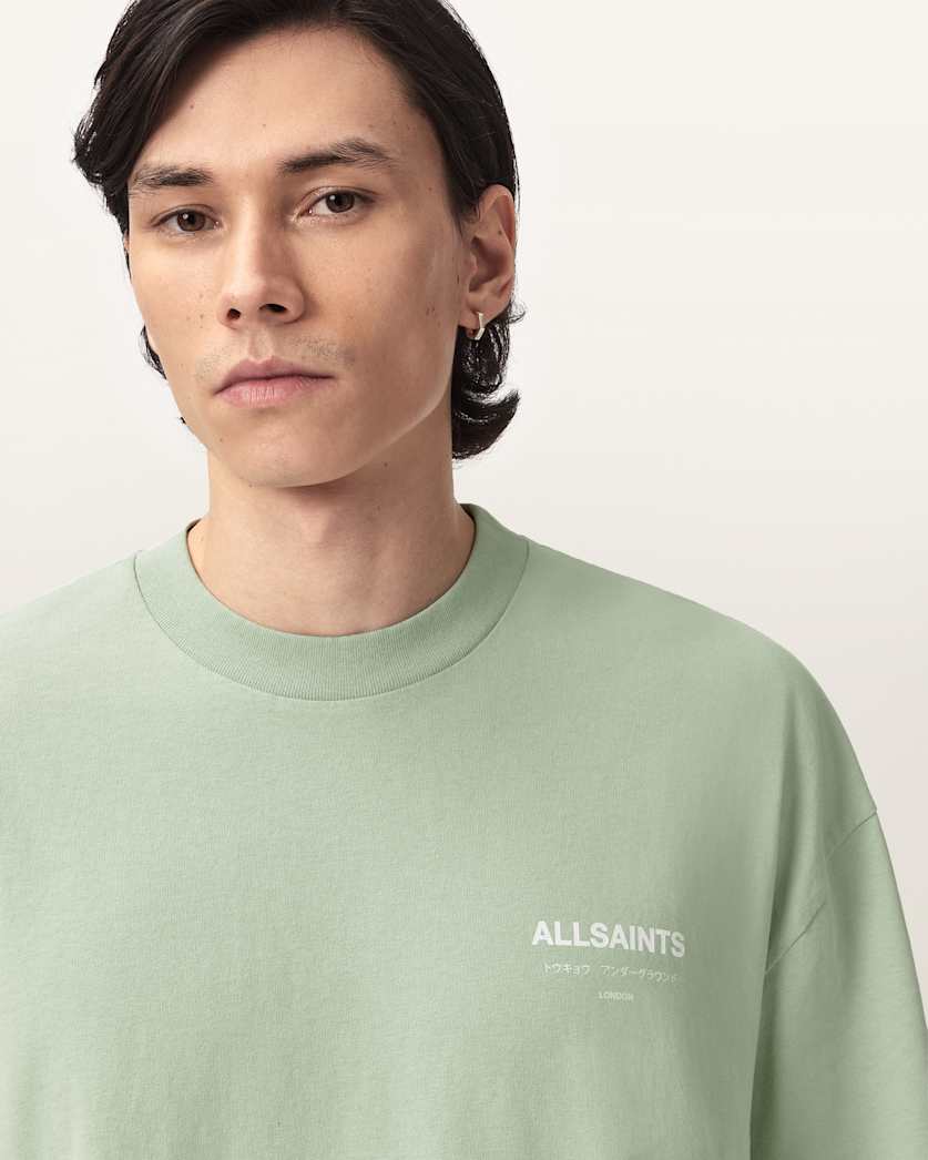 AllSaints Underground Oversized Crew Neck T Shirt Sunbaked Pink