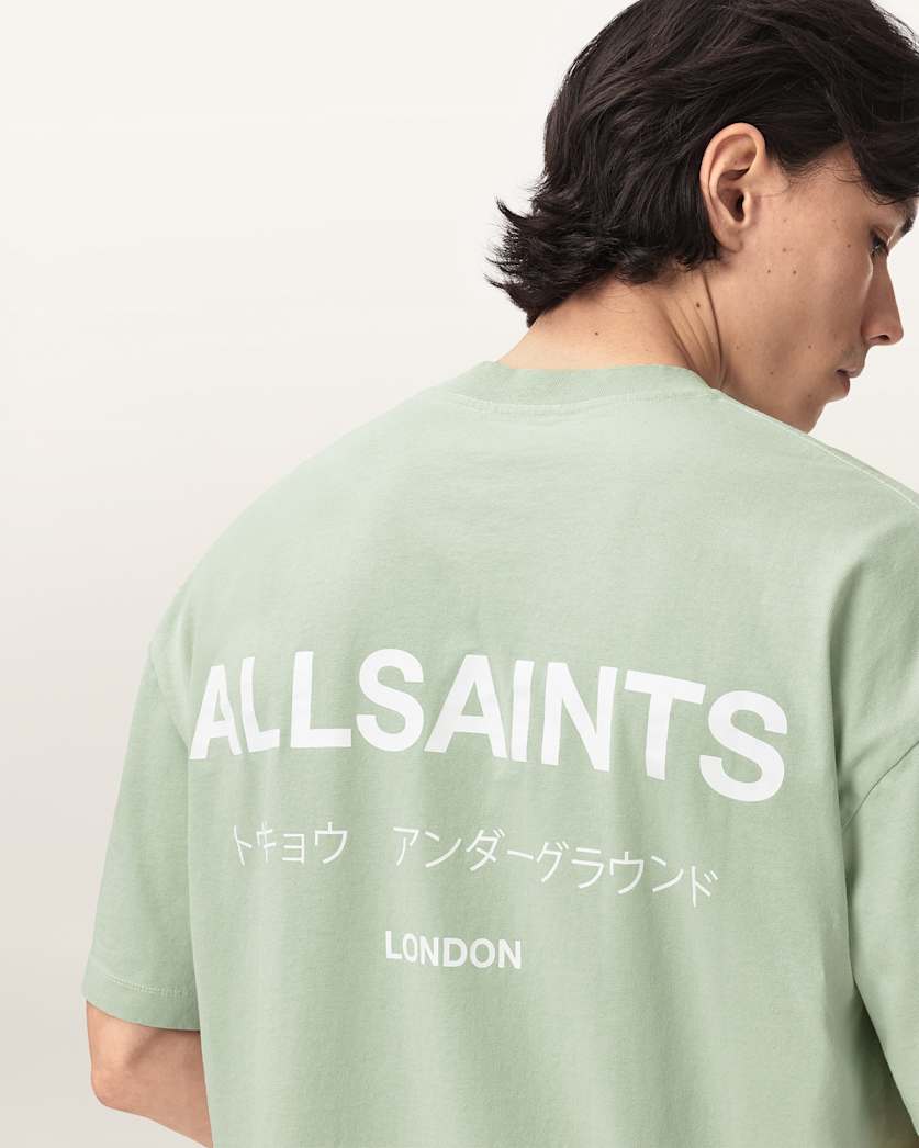 AllSaints Underground Oversized Crew Neck T Shirt Sunbaked Pink