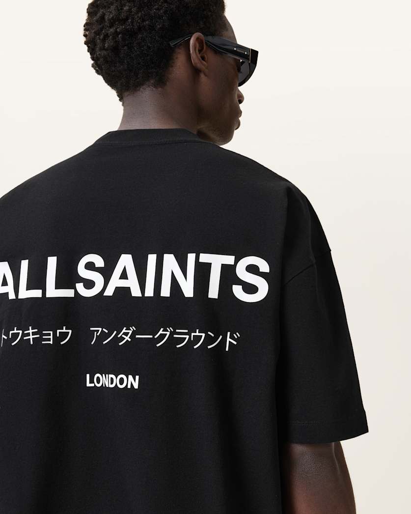 AllSaints Underground Oversized Crew Neck T Shirt Sunbaked Pink