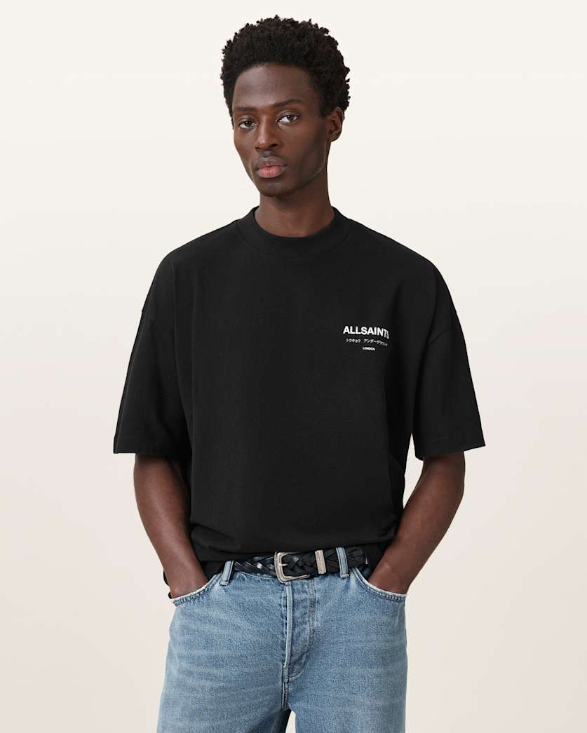 AllSaints Underground Oversized Crew Neck T Shirt Sunbaked Pink