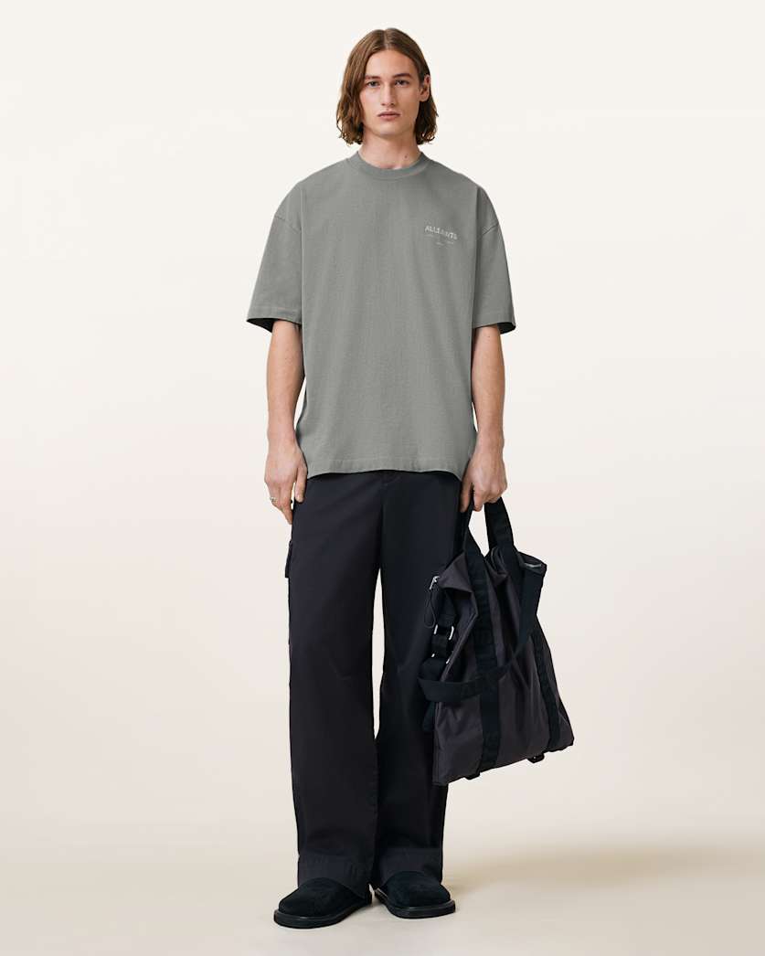 AllSaints Underground Oversized Crew Neck T Shirt Sunbaked Pink
