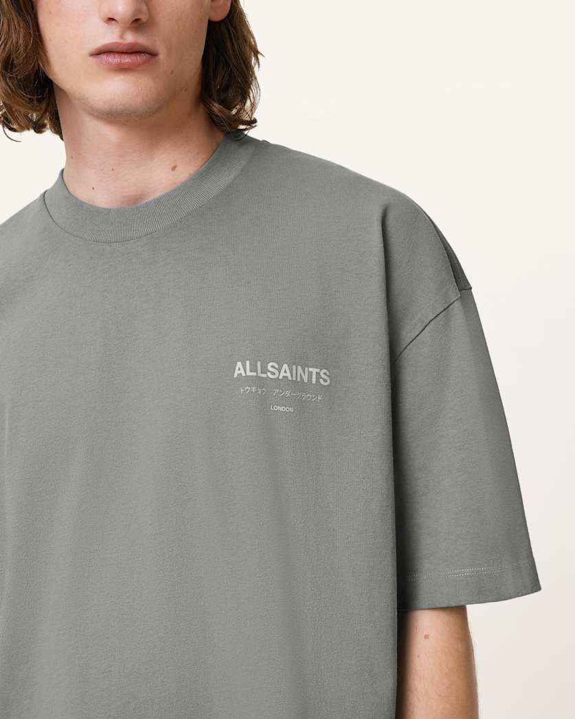 AllSaints Underground Oversized Crew Neck T Shirt Sunbaked Pink