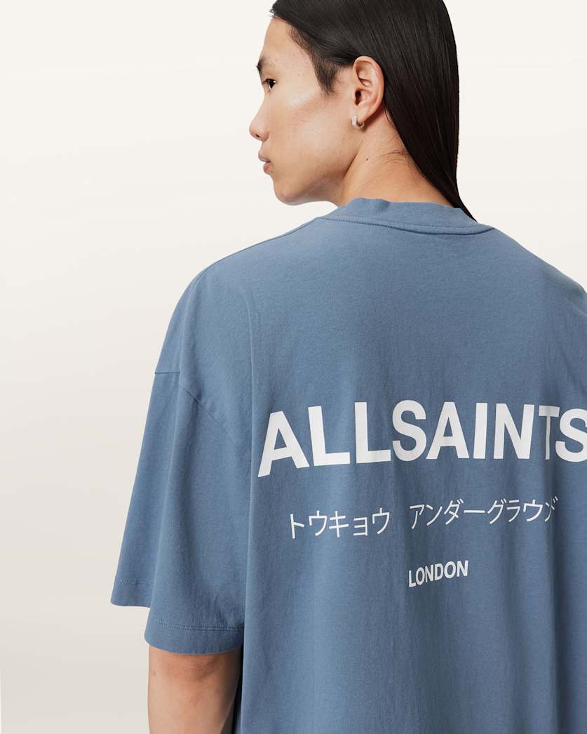 AllSaints Underground Oversized Crew Neck T Shirt Sunbaked Pink