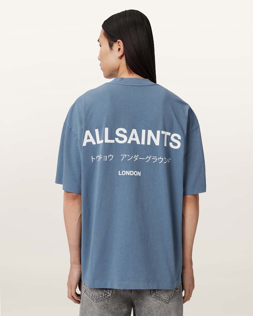 AllSaints Underground Oversized Crew Neck T Shirt Sunbaked Pink