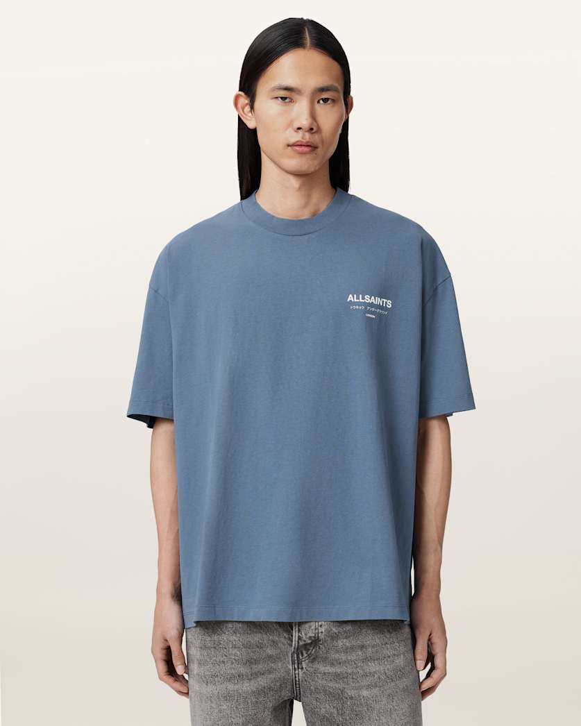 AllSaints Underground Oversized Crew Neck T Shirt Sunbaked Pink