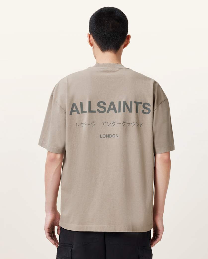 AllSaints Underground Oversized Crew Neck T Shirt Sunbaked Pink