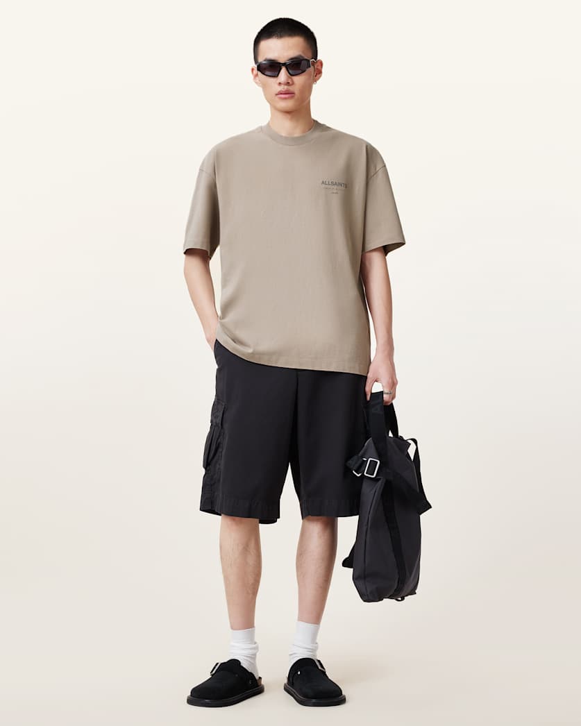 AllSaints Underground Oversized Crew Neck T Shirt Sunbaked Pink