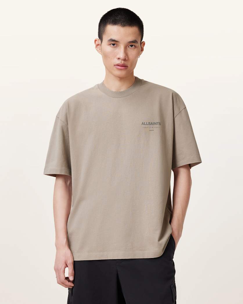 AllSaints Underground Oversized Crew Neck T Shirt Sunbaked Pink