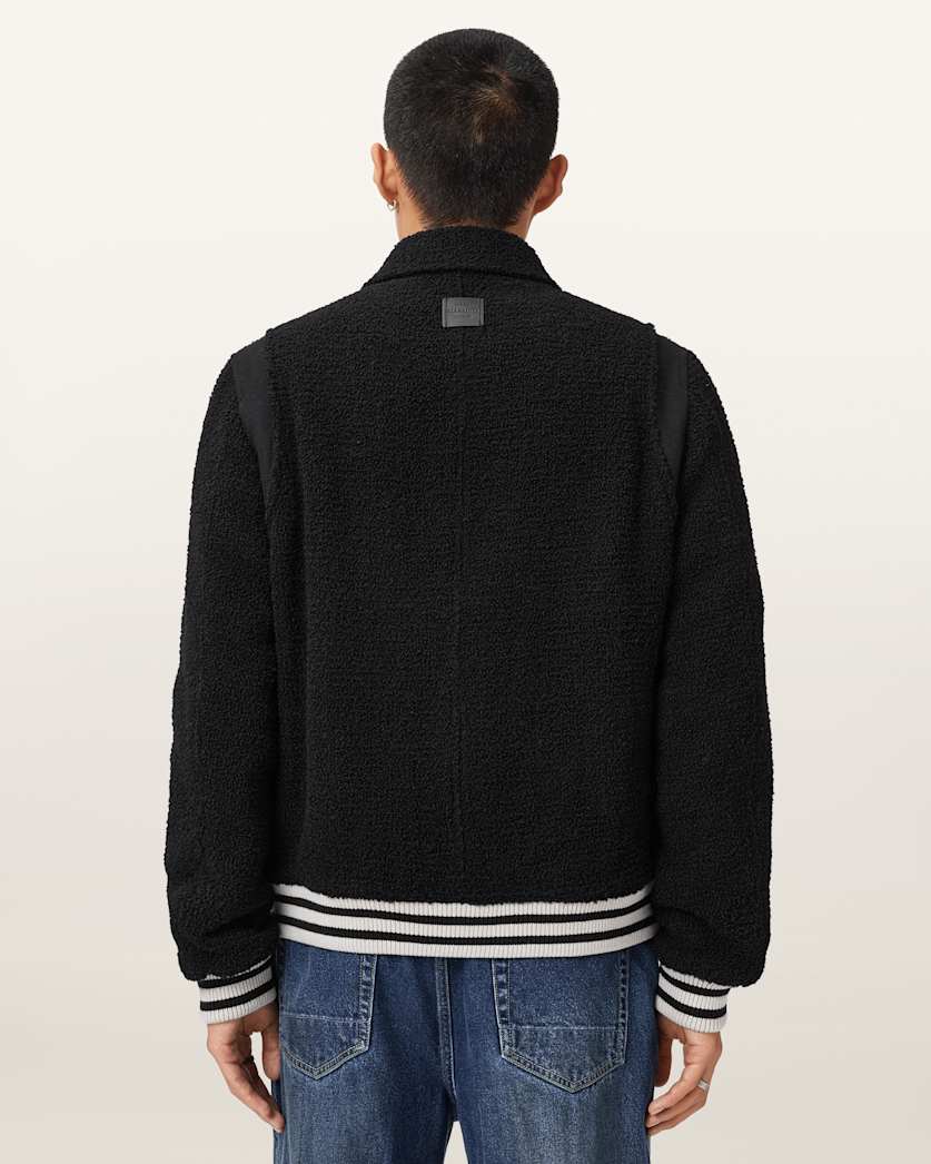 AllSaints Baum Baseball Bomber Jacket Black