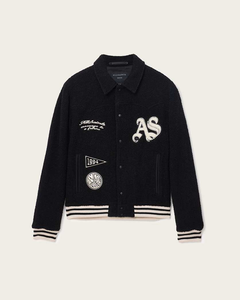 AllSaints Baum Baseball Bomber Jacket Black