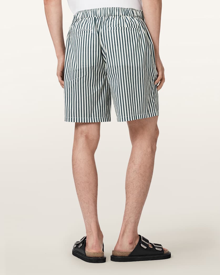 AllSaints Chopin Straight Fit Striped Shorts Blue/White
