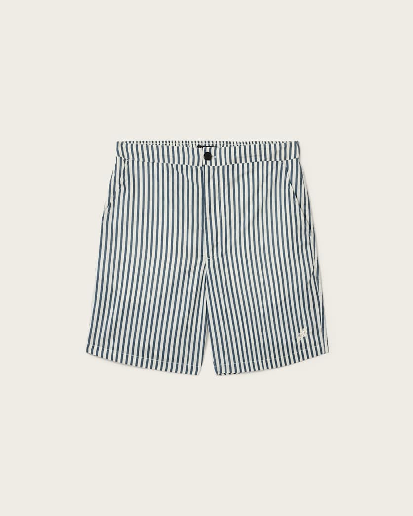 AllSaints Chopin Straight Fit Striped Shorts Blue/White
