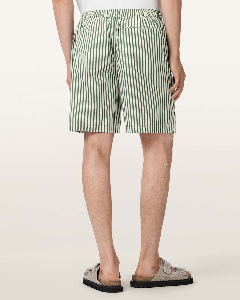 AllSaints Chopin Straight Fit Striped Shorts Blue/White