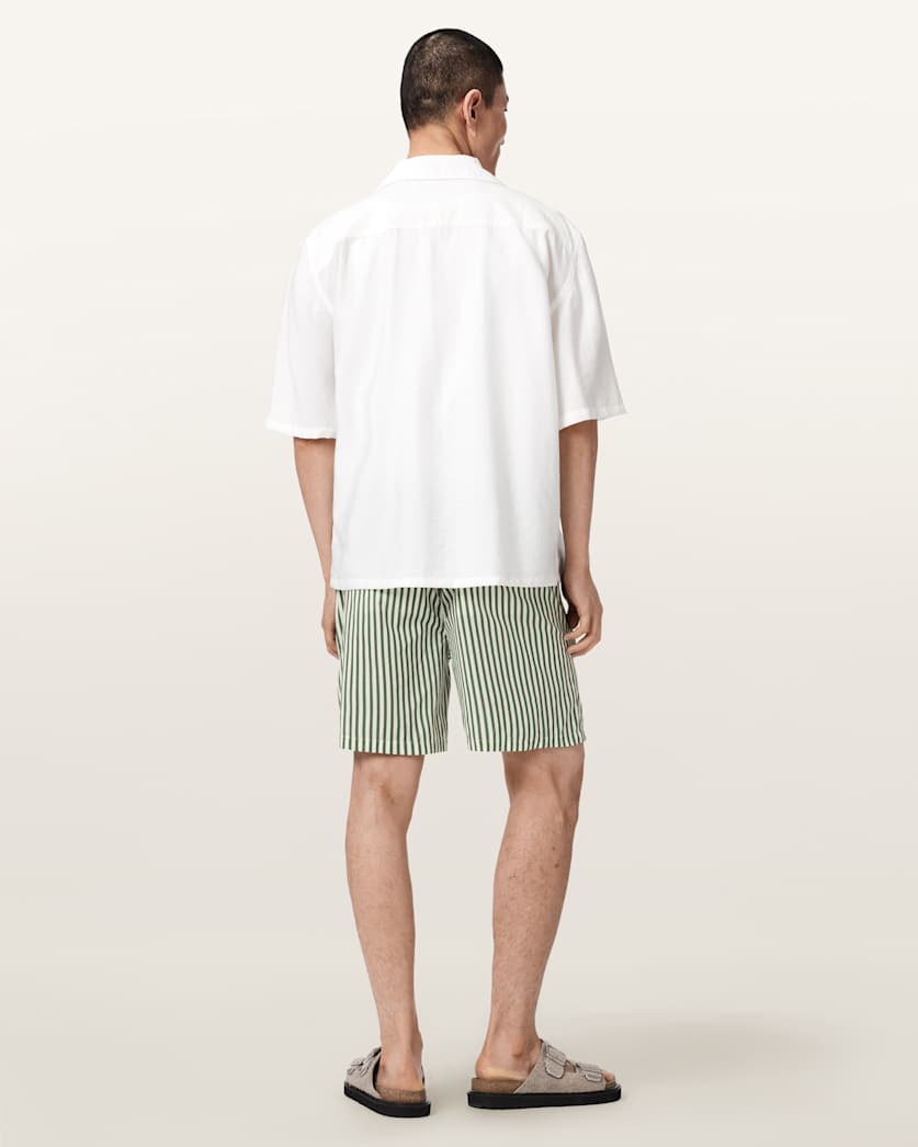 AllSaints Chopin Straight Fit Striped Shorts Blue/White