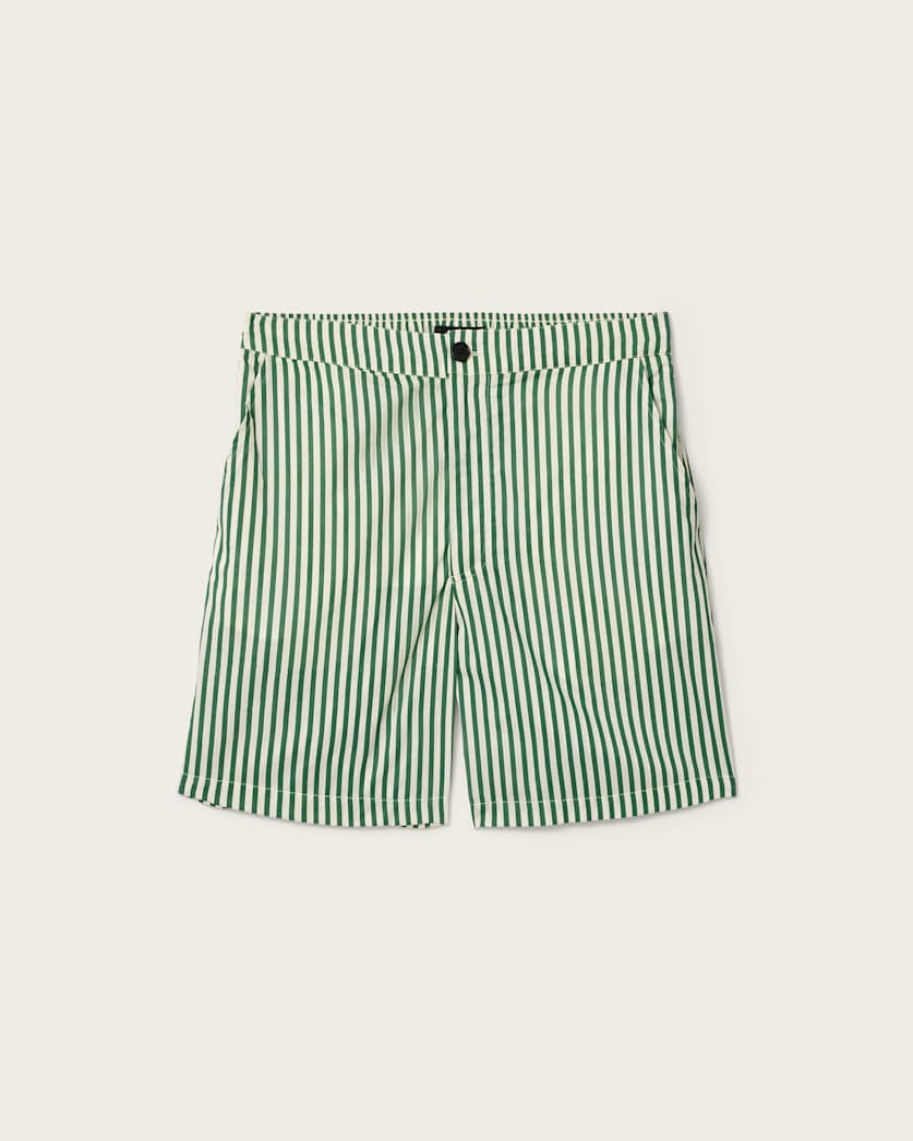 AllSaints Chopin Straight Fit Striped Shorts Blue/White