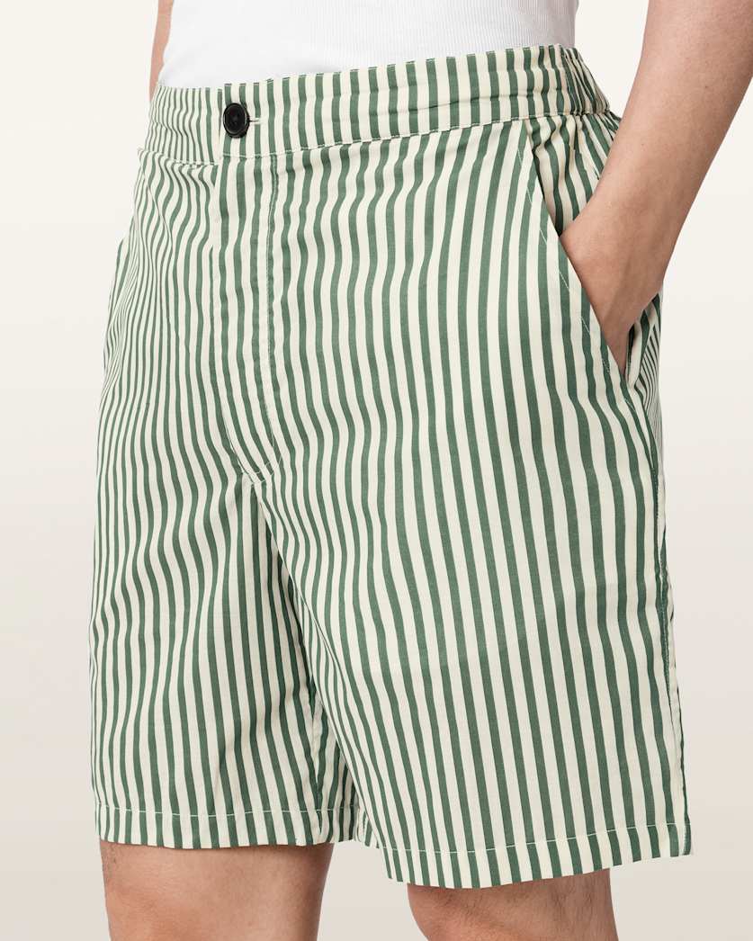 AllSaints Chopin Straight Fit Striped Shorts Blue/White