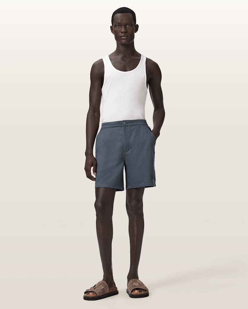 AllSaints Circe Straight Fit Odyssey Shorts Moonstone Blue