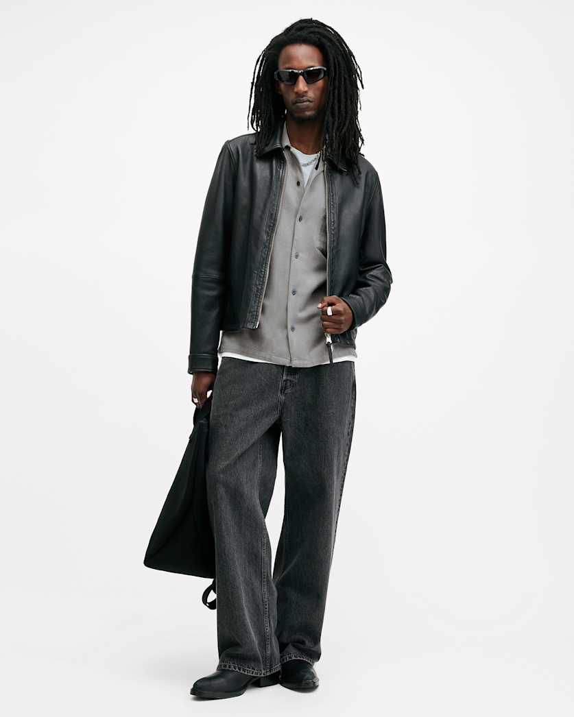 AllSaints Cudi Long Sleeve Linen Blend Shirt Radio Grey