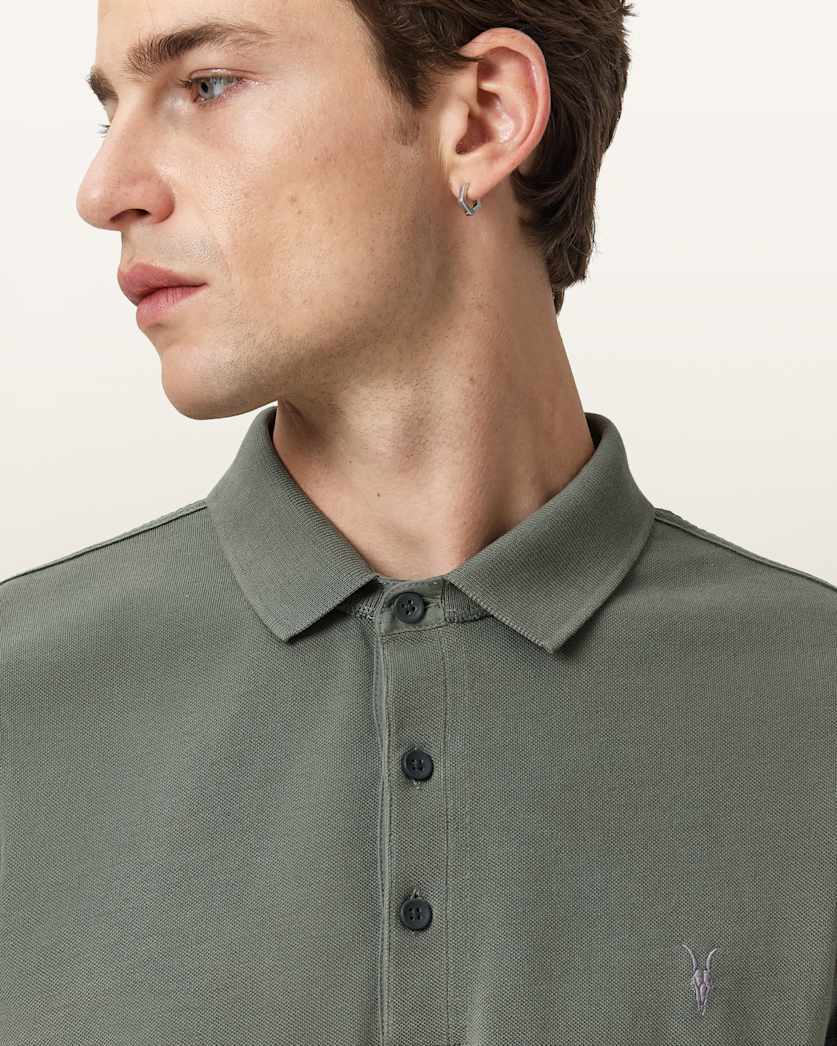 AllSaints Reform Short Sleeve Polo Shirt Navy Blue