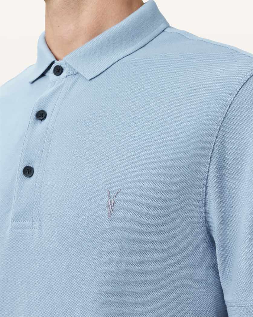 AllSaints Reform Short Sleeve Polo Shirt Navy Blue