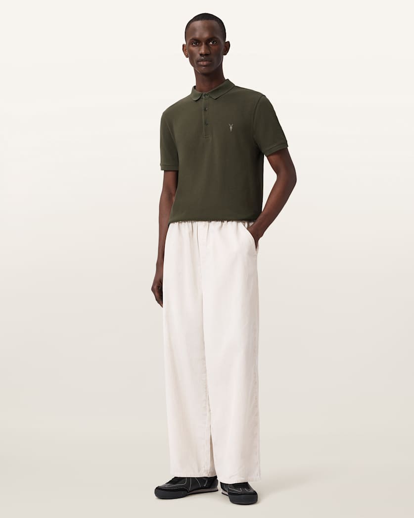 AllSaints Reform Short Sleeve Polo Shirt Navy Blue