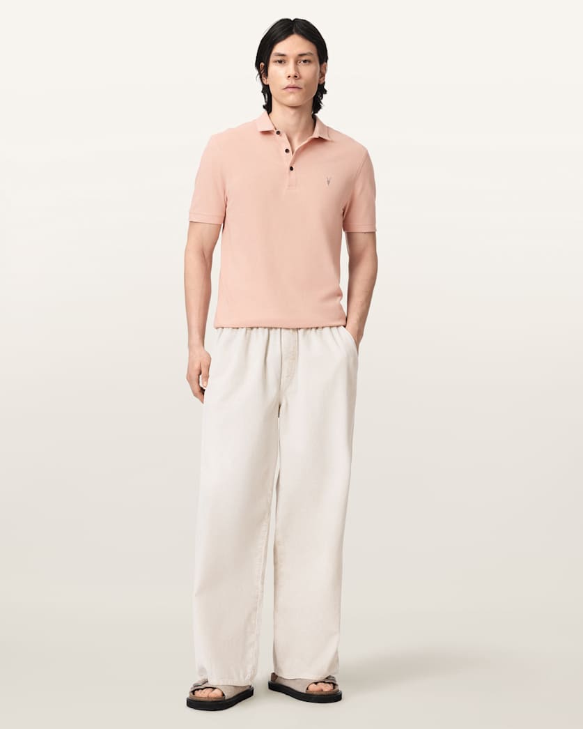 AllSaints Reform Short Sleeve Polo Shirt Navy Blue