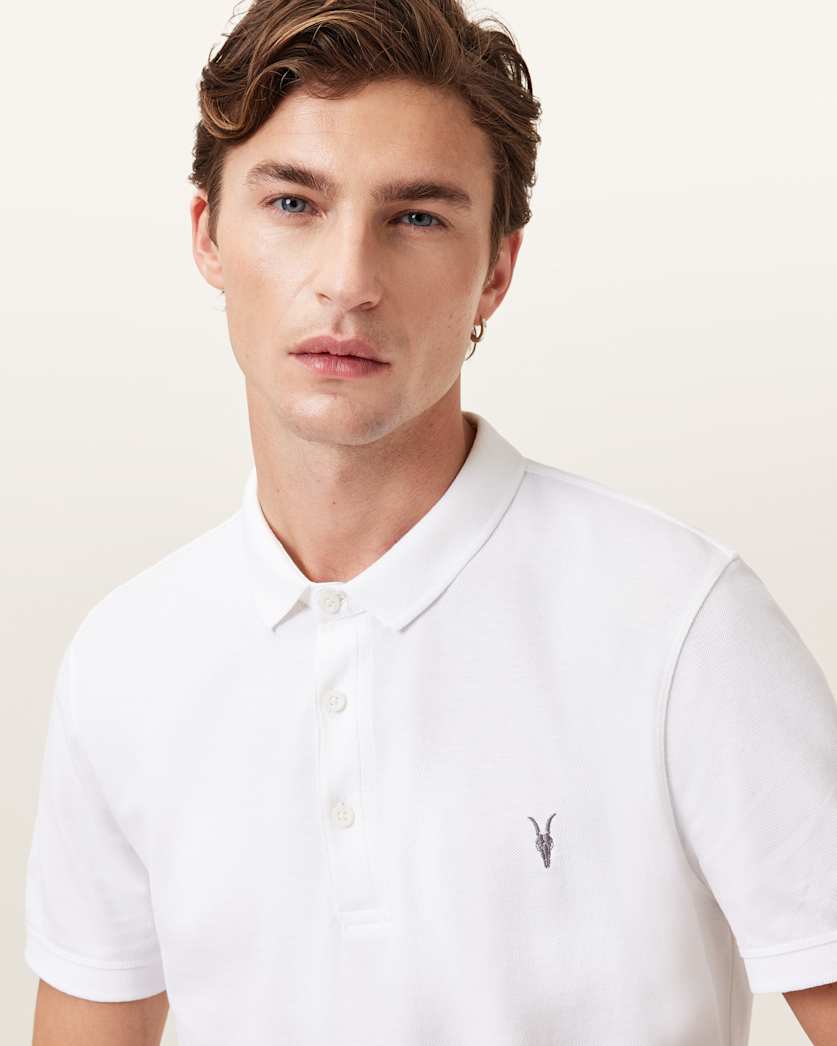 AllSaints Reform Short Sleeve Polo Shirt Navy Blue