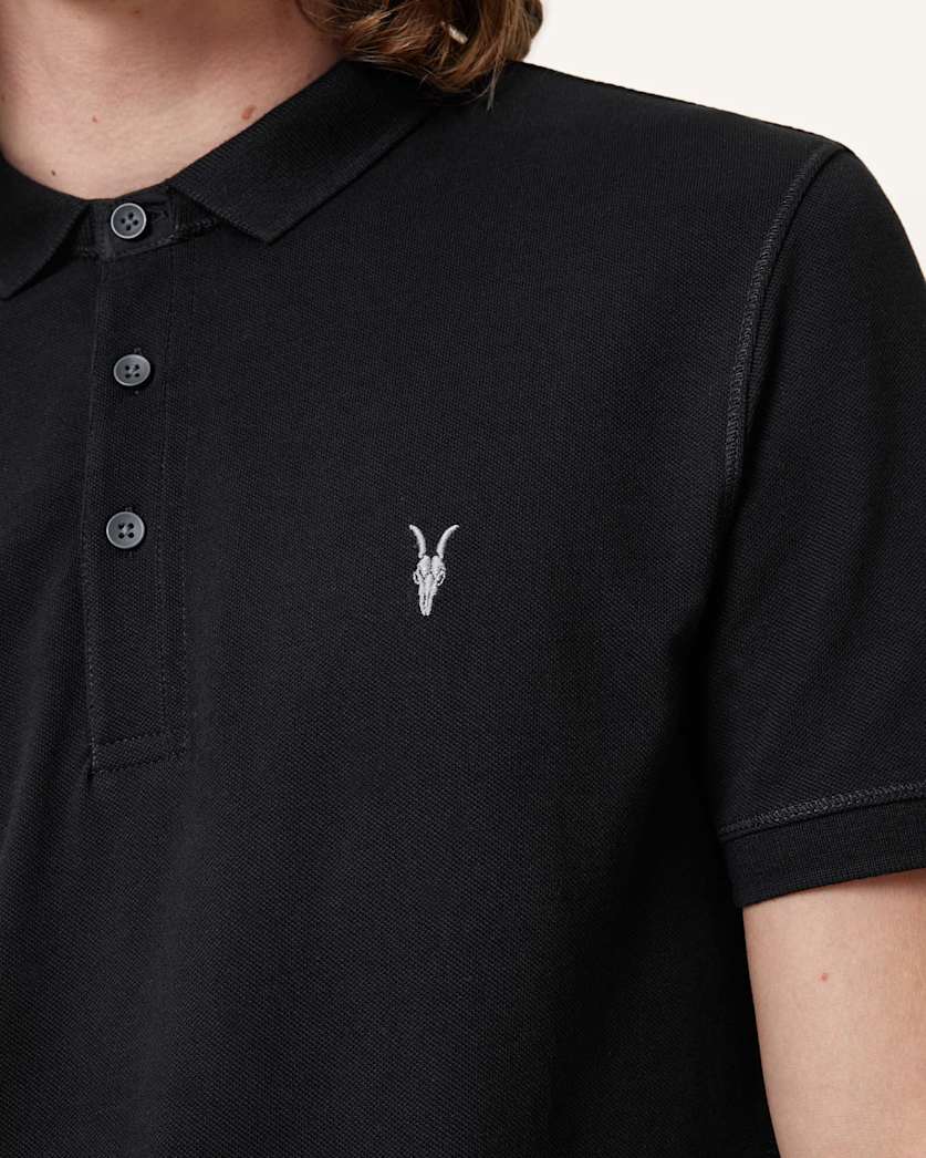 AllSaints Reform Short Sleeve Polo Shirt Navy Blue